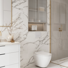 El color Elegance en SPC paneles decorativos aporta una atmósfera serena y sofisticada, perfecta para interiores contemporáneos.
